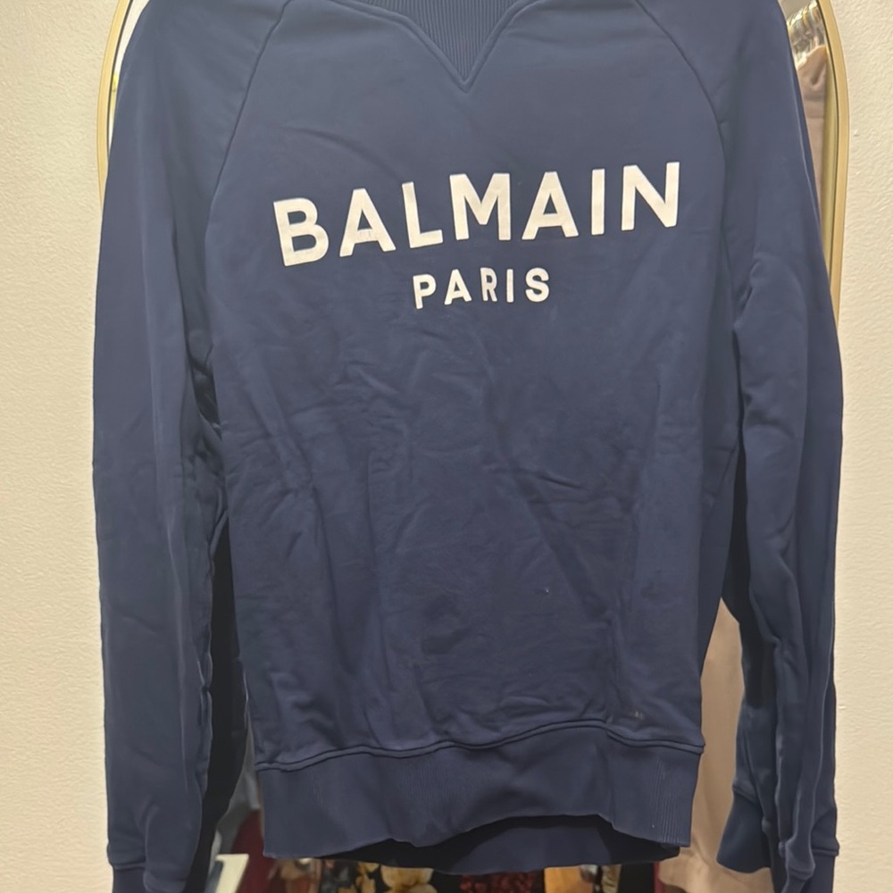 Balmain Navy Sweatshirt with Logo